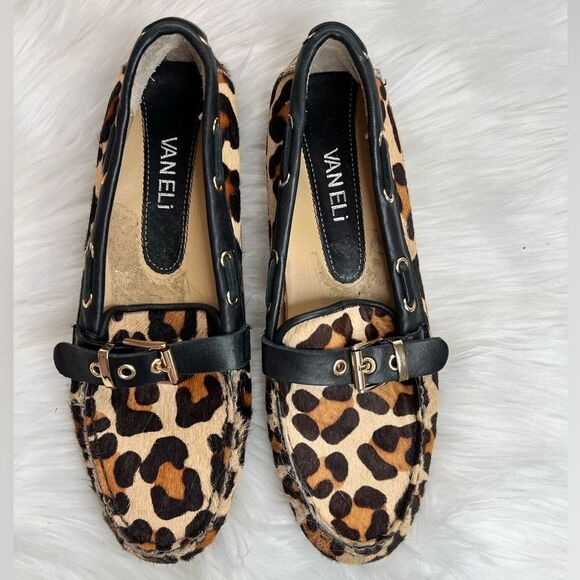 Vaneli Leopard Print Flats with Black Accents - Picture 1 of 5
